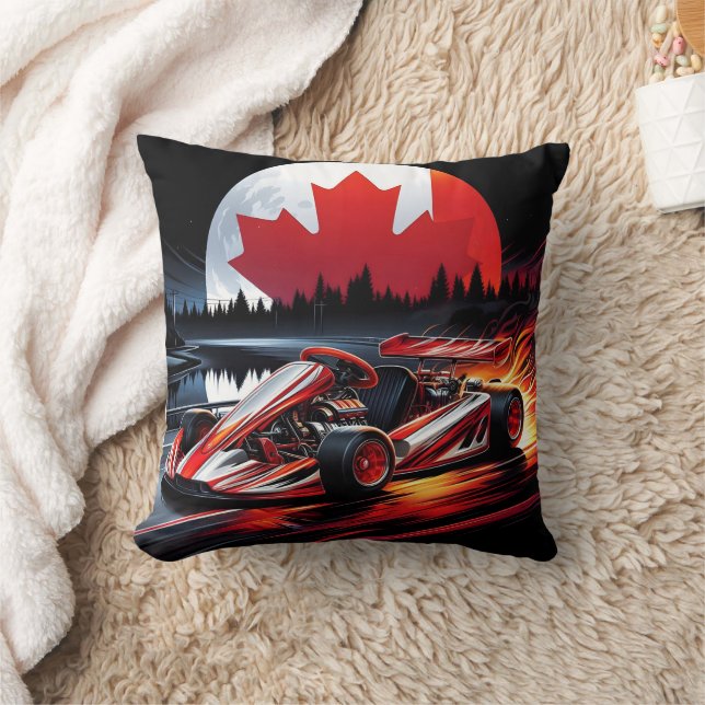 Dynamic go kart under a Canadian moonlight  Throw Pillow (Blanket)
