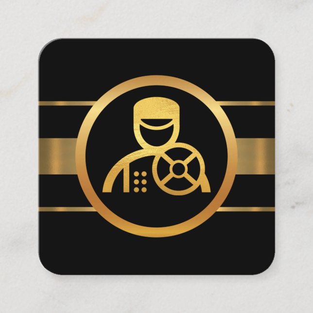 Dynamic Gold Lines Chauffeur Driver Square Business Card (Front)