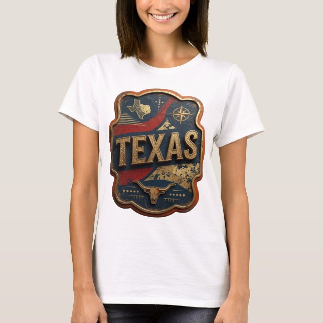 Dynamic Gold TEXAS 3D Text Art T-Shirt (Front)