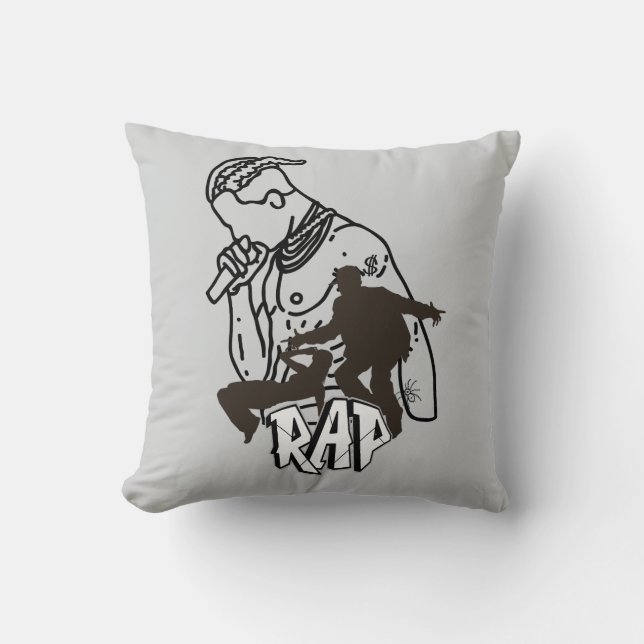 Dynamic hip-hop performer throw pillow (Front)