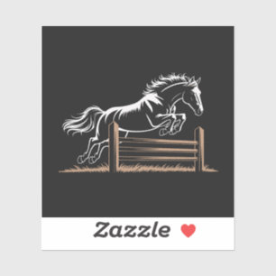 Dynamic Horse Jump Silhouette in White and Gold