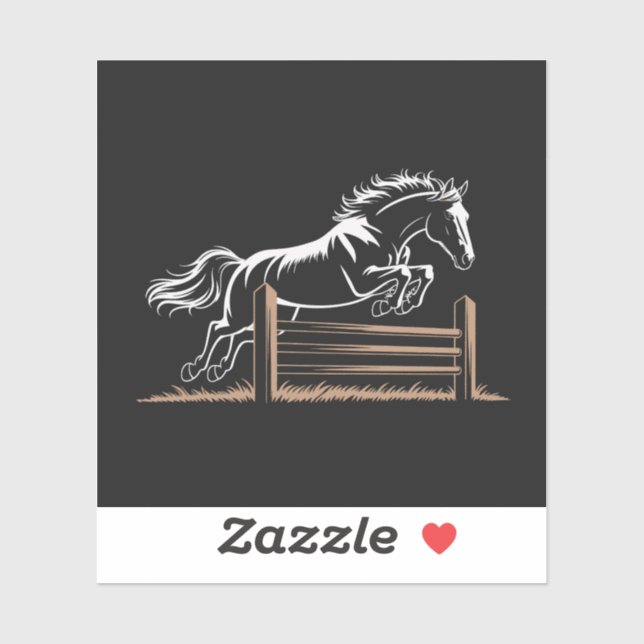 Dynamic Horse Jump Silhouette in White and Gold (Sheet)