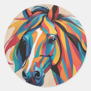 Dynamic Horse Portrait Abstract Classic Round Sticker