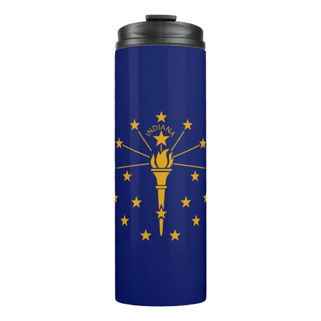 Dynamic Indiana State Flag Graphic on a Thermal Tumbler (Front)