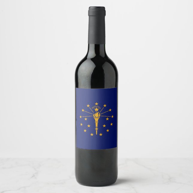 Dynamic Indiana State Flag Graphic on a Wine Label (Front)