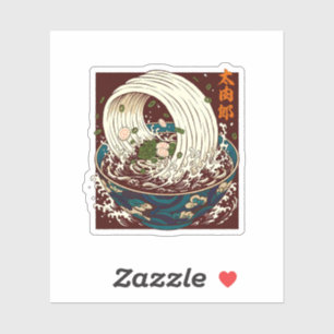 Dynamic Japanese Ramen Wave Noodle Bowl Art