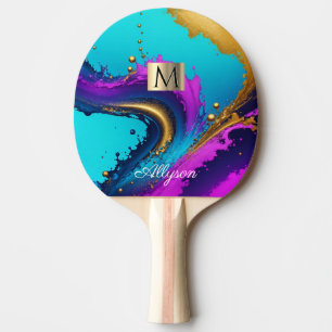 Dynamic Liquid Abstract, Name & Monogram, Vs 2 Ping Pong Paddle