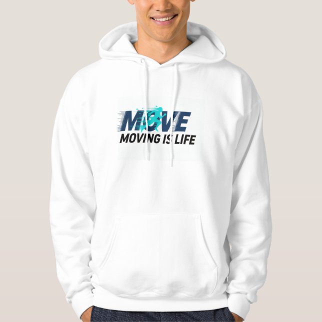 Dynamic logo with runner silhouette and text Move  Hoodie (Front)