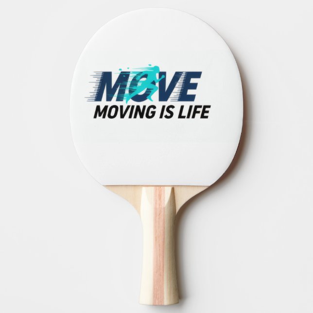 Dynamic logo with runner silhouette and text Move  Ping Pong Paddle (Front)