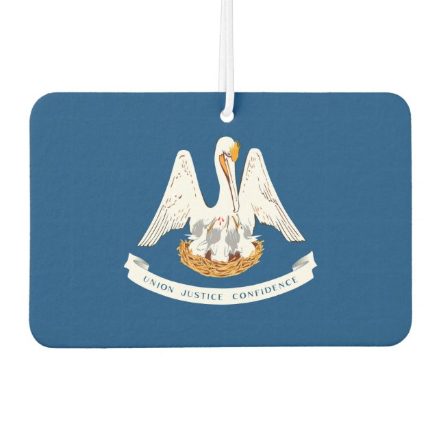 Dynamic Louisiana State Flag Graphic on a Air Freshener (Front)