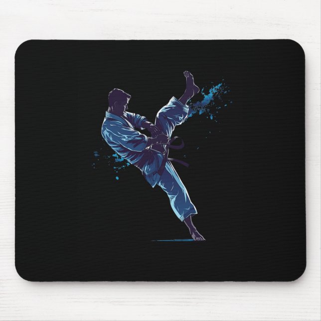 Dynamic Martial Artist Karate Kick  Mouse Pad (Front)