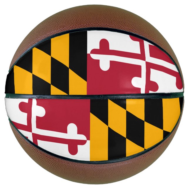 Dynamic Maryland State Flag Graphic on a Basketball (Front)