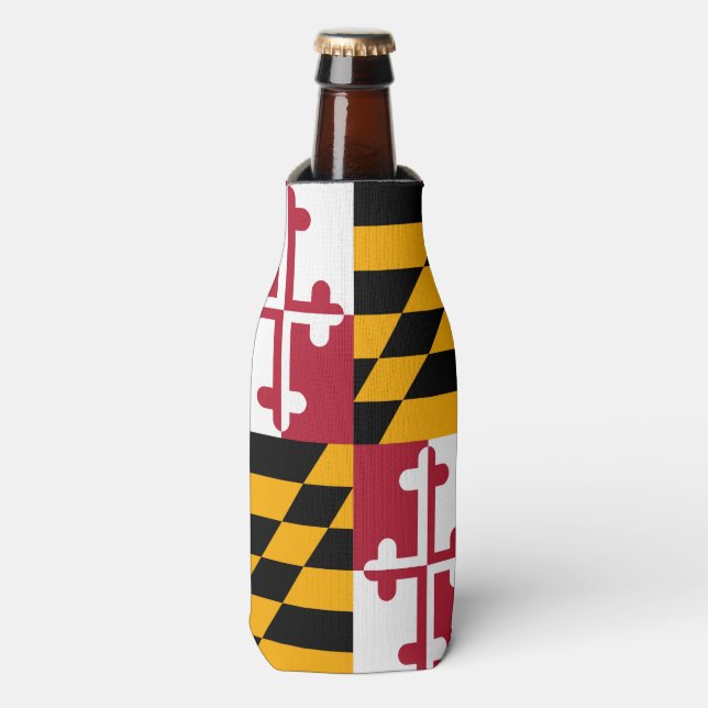 Dynamic Maryland State Flag Graphic on a Bottle Cooler (Bottle Front)
