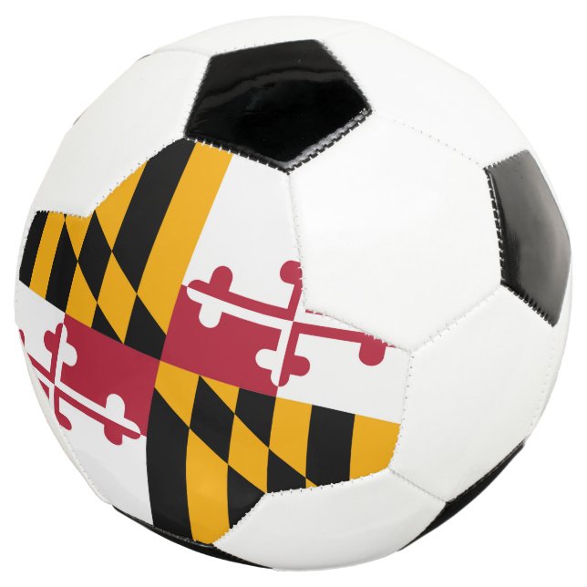 Dynamic Maryland State Flag Graphic on a Soccer Ball (Three Quarter)