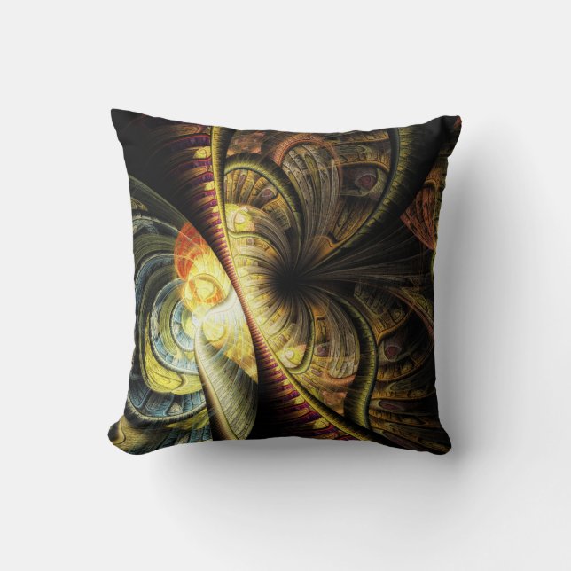 Dynamic Modern Abstract Fractal 2 Throw Pillow (Front)