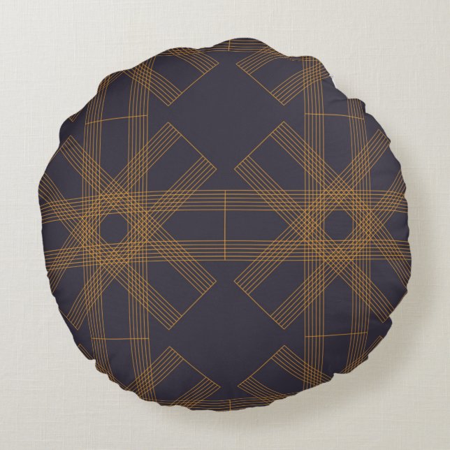 Dynamic, modern, cool, abstract line pattern art round pillow (Back)