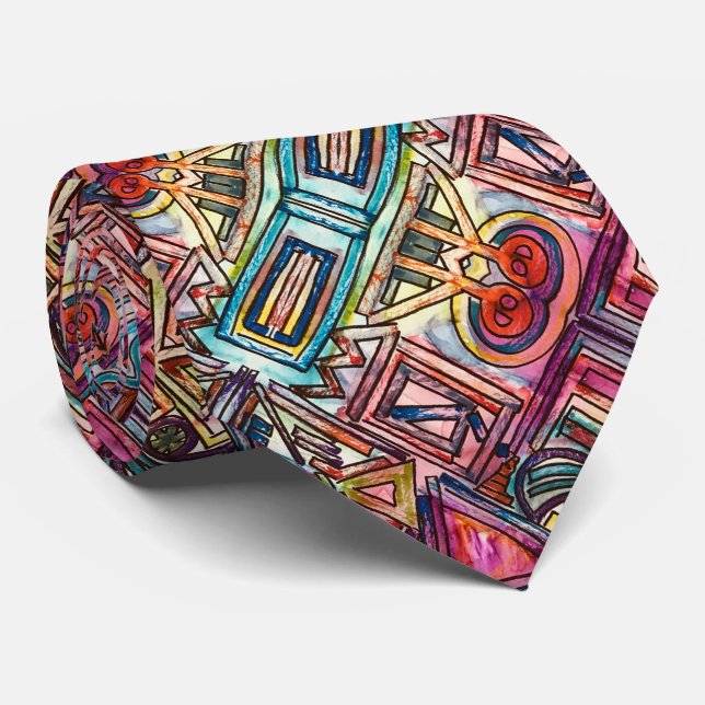 Dynamic-Modern Geometric Pattern Tie (Rolled)