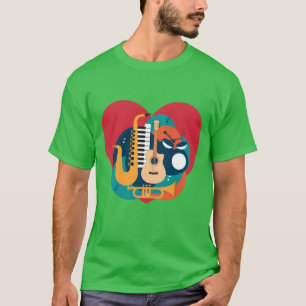 Dynamic Music Heart Vibrant Instrument T-Shirt