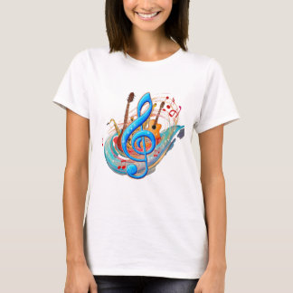 Dynamic Music-Inspired Design with Flowing Notes T-Shirt