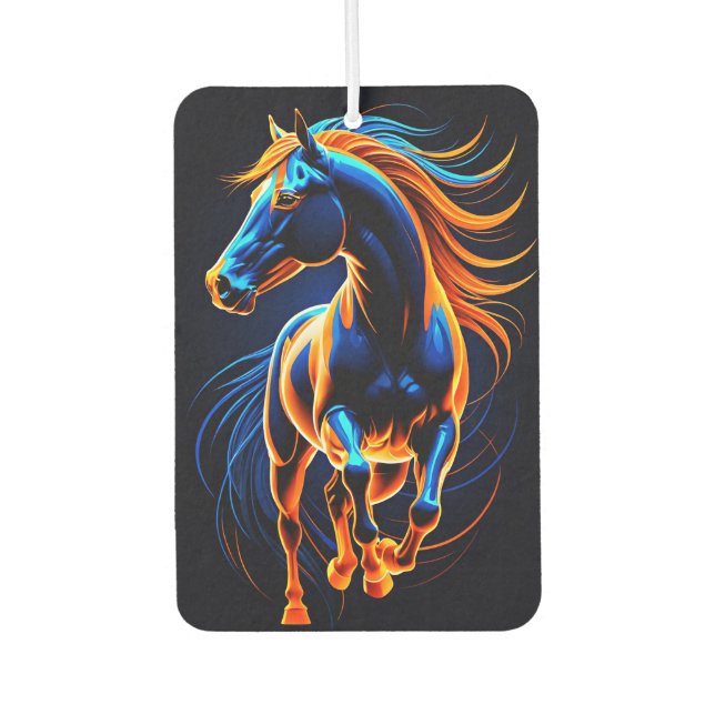 Dynamic Mustang: Neon Power and Motion Air Freshener (Front)