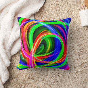 Dynamic Neon Abstract Hues Throw Pillow