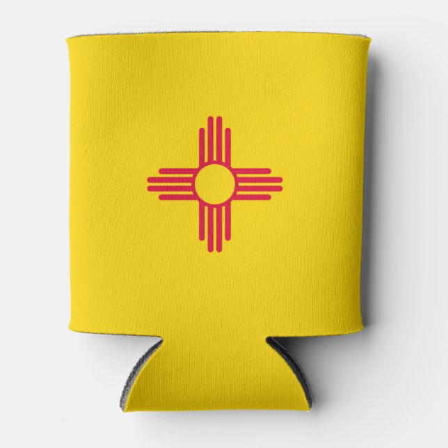 Dynamic New Mexico State Flag Graphic on a Can Cooler (Front)