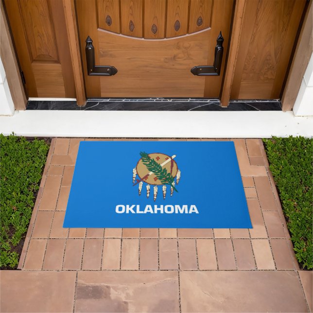 Dynamic Oklahoma State Flag Graphic on a Doormat (Outdoor)