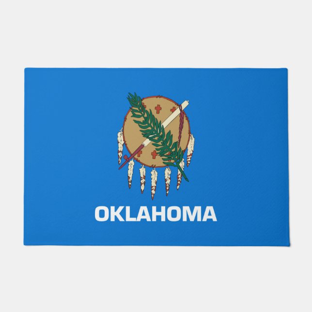Dynamic Oklahoma State Flag Graphic on a Doormat (Front)