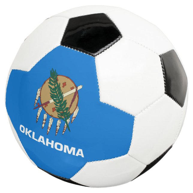 Dynamic Oklahoma State Flag Graphic on a Soccer Ball (Three Quarter)