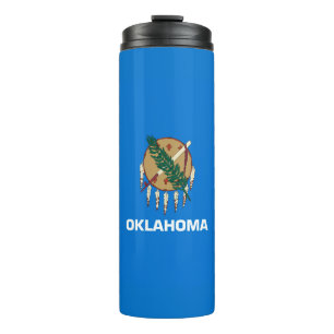 Dynamic Oklahoma State Flag Graphic on a Thermal Tumbler