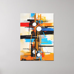 Dynamic Orange Blue Mid Century Abstract Geometric Canvas Print