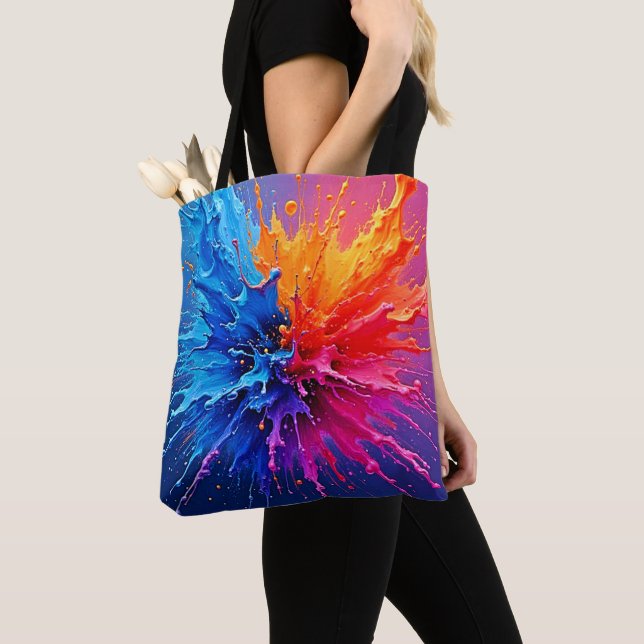 Dynamic Paint Splash Abstract Tote Bag (Close Up)