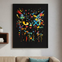Dynamic Paint Splatter Cat Face Decorative 