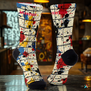 Dynamic Paint Splatter Socks with Modern Abstract 