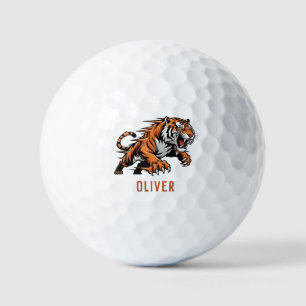 Dynamic Pouncing Tiger Mascot Golf Balls