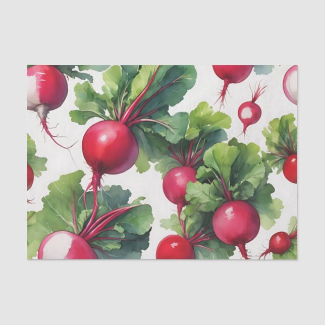 Dynamic Radish Watercolor with Bold Strokes  Tissue Paper (Front)