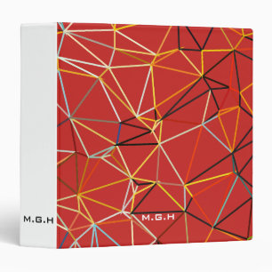Dynamic Red Abstract Geometric Monogram Binder