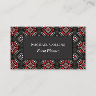 Dynamic Red Black Geometric Pattern Business Card