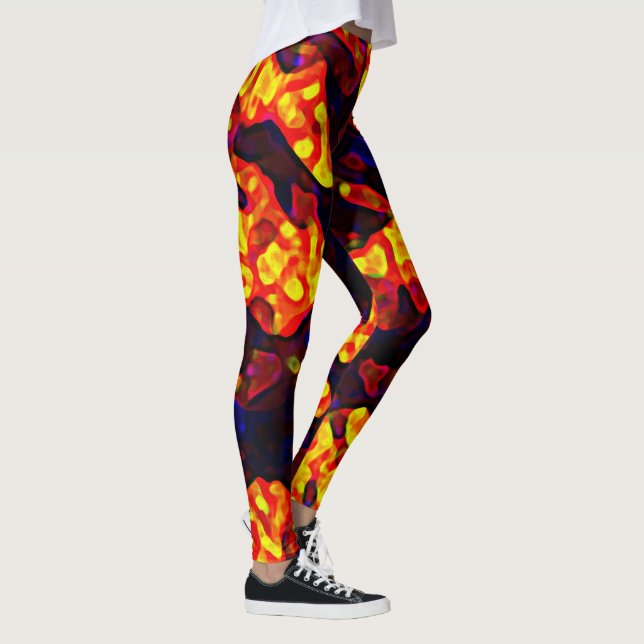 Dynamic Red Black Yellow Trendy Abstract Shapes Leggings (Right)