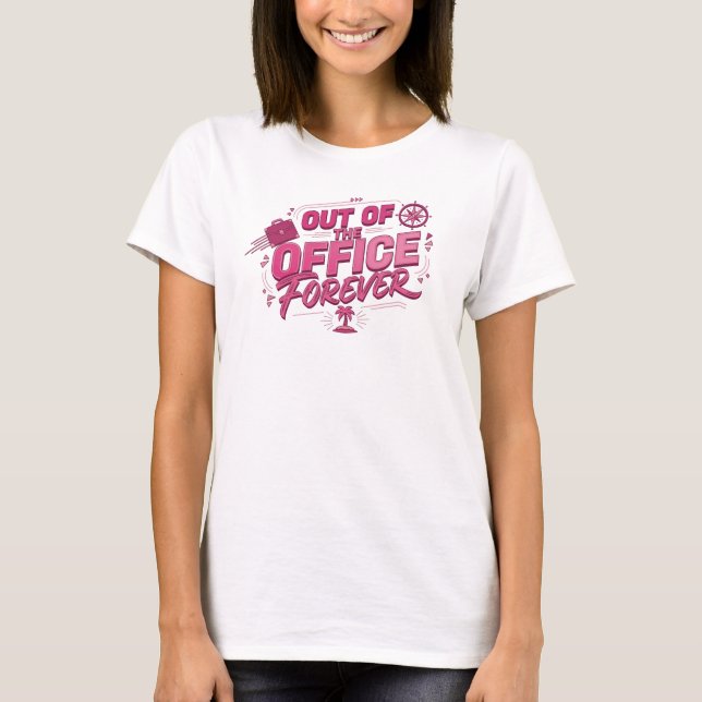 Dynamic Red OUT OF OFFICE Graphic Design T-Shirt (Front)