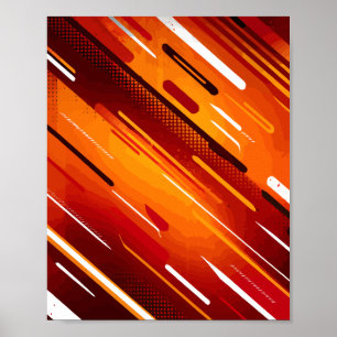 Dynamic Red Streaks with Abstract Linear Motion Poster