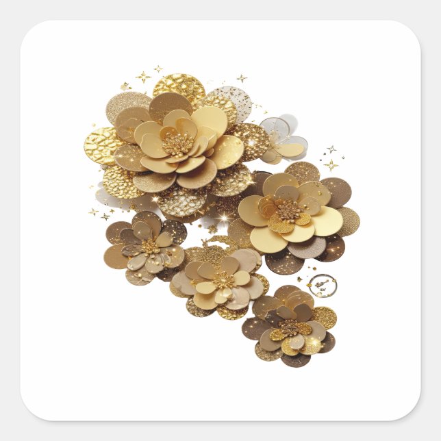 Dynamic Silver GOLDEN FLOWERS Sticker Graphic (Front)