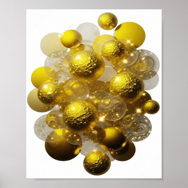 Dynamic Silver GOLDEN GLITTERING BALLS OF LIGHT Poster (Front)