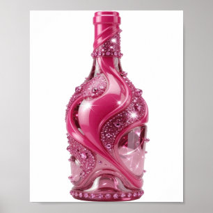 Dynamic Silver PINK GLASS BOTTLE WITH RHINESTONES Poster