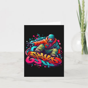 Dynamic Snowboarder Abstract Art Winter Sports 2 Card