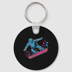 Dynamic Snowboarder Abstract Art Winter Sports 4  Keychain