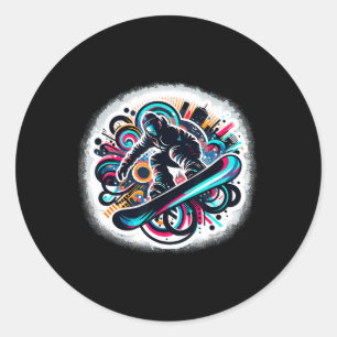 Dynamic Snowboarder Abstract Art Winter Sports 5 Classic Round Sticker