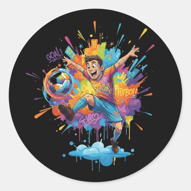Dynamic Soccer Boy Colorful Cartoon Sticker (Devant)