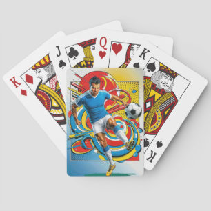 Dynamic Soccer Player in Action Playing Cards