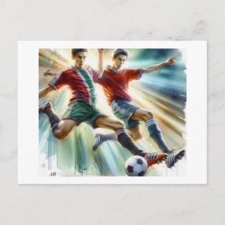 Dynamic Soccer Players in Action,  Postcard